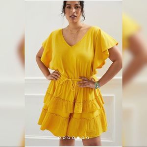 Anthropologie Yellow Mini Dress